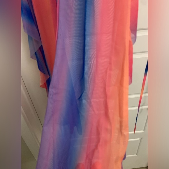 NIB Striped Pink Blue Sexy Halter Mesh Sheer Bikini 2 Piece Pants Outfit Large - Picture 10 of 11